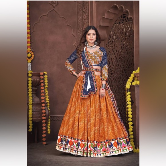 NEW Navratri special lehenga choli collection elegant Work yellow touch up work - Picture 1 of 5